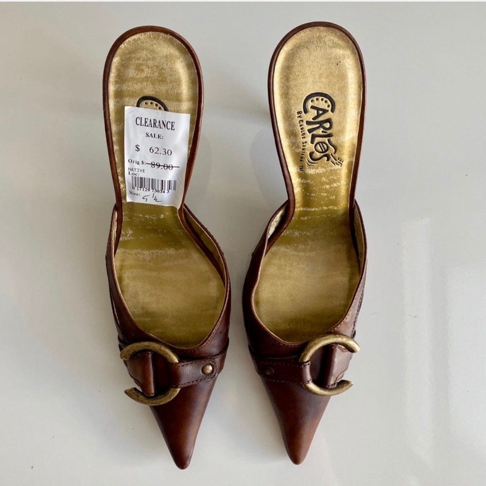 NWT Carlos Santana Brown Pointy Toe Mules